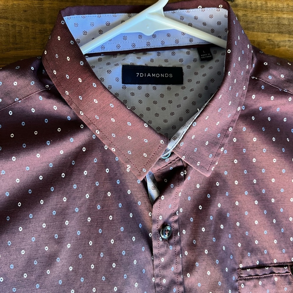 Mens 7 Diamonds long sleeve button up shirt